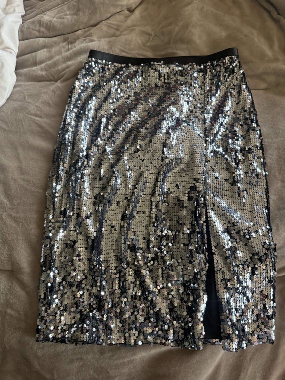 Nine West Silver Sequin Pencil Skirt